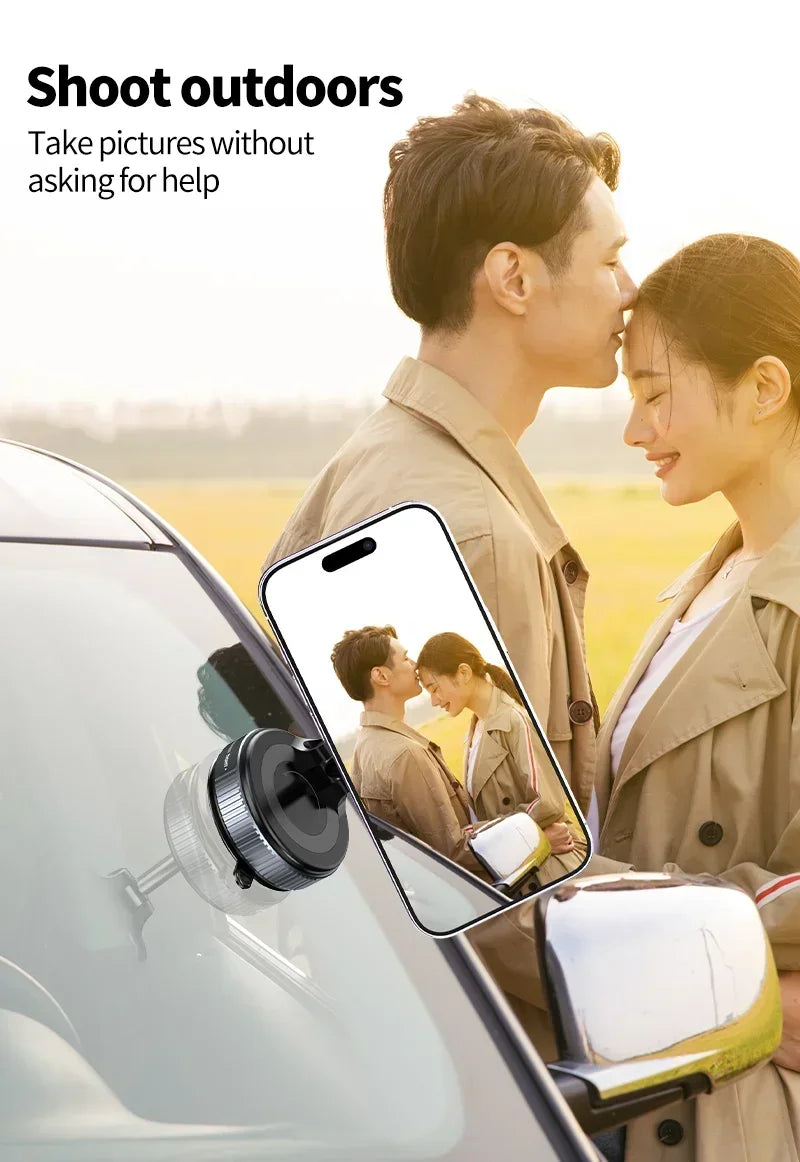 Strong Magnetic Phone Holder Foldable Design 360° Adjustable Vacuum Car Mount For Cell Phone For iphone Live Streaming