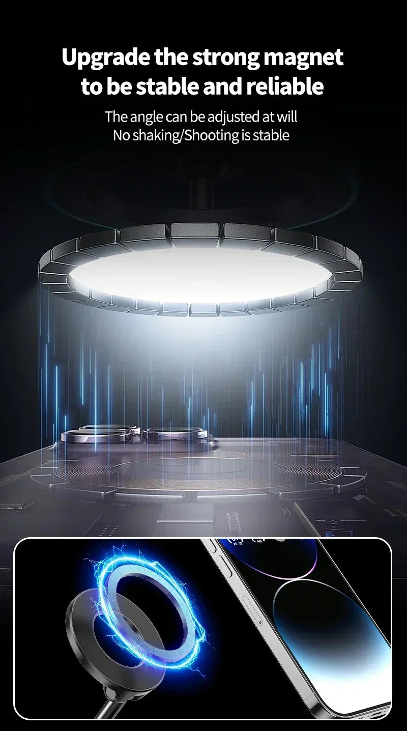 Strong Magnetic Phone Holder Foldable Design 360° Adjustable Vacuum Car Mount For Cell Phone For iphone Live Streaming